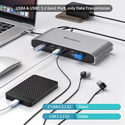 Minisopuru DS808 DisplayLink Docking Station 3 Monitors with 2 HDMI 2 DP