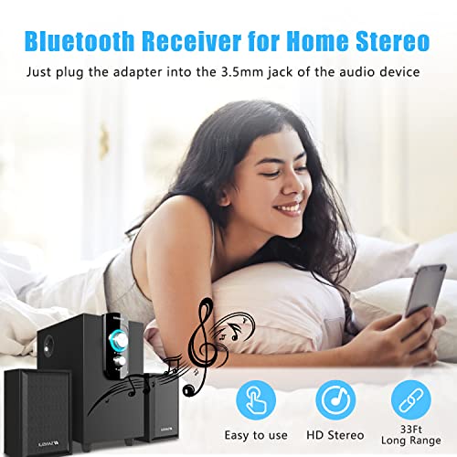 Bluetooth Aux Adapter, Wireless Bluetooth Car Adapter, Mini Portable 3.5mm Aux Receiver for Car, Headphones, Home Stereo Music System (Black)