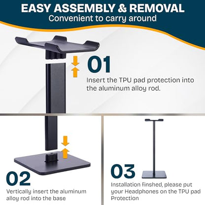 Headphone Stand, U-Shaped Universal Headset Holder, Anti-Slip Base, Black