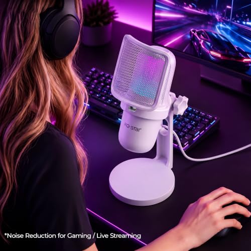 USB Condenser Microphone, Gaming Mic for PC/PS5 Podcast Streaming - color: Pearl White