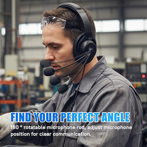 Overhead Walkie Talkie Headset with Boom Mic Noise Reduction 2 Pin Ear Piece Over-the-Ear Noise Cancelling Two Way Radio Over Ear Earmuffs Ear Muffs for Kenwood Retivis Baofeng