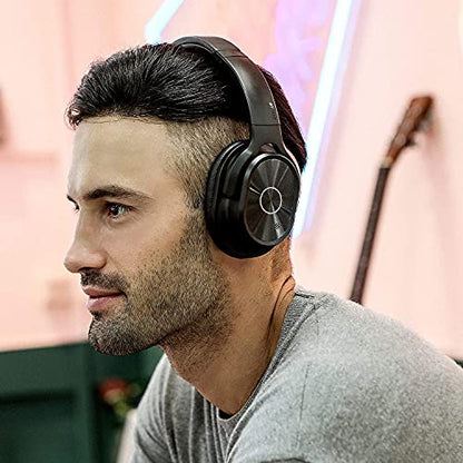 ZIHNIC Active Noise Cancelling Headphones, 40H Playtime Wireless Bluetooth Headset with Deep Bass Hi-Fi Stereo Sound,Comfortable Earpads for Travel/Home/Office (Black) - color: Full black