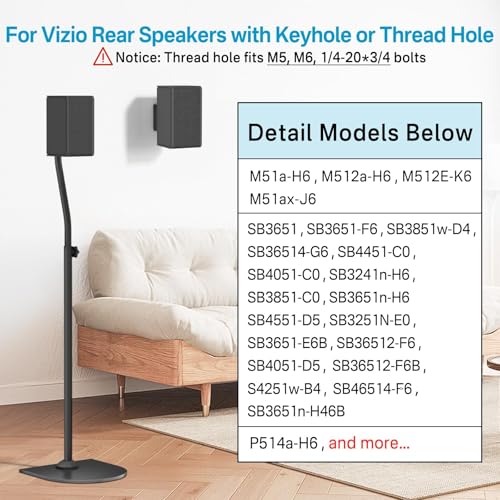 Speaker Stands for Vizio Speaker Stands Pair with Speaker Wall Mount - Floor Speaker Stand for Vizio Surround Sound Speaker Stands Height Adjustable for Vizio M512a-h6 M51ax-J6 Speaker Stand