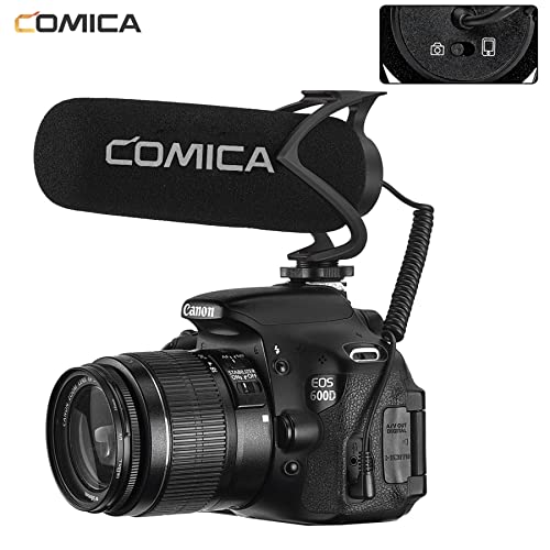 COMICA CVM-V30 LITE External Microphone for Camera, Gun Microphone, External Microphone, Directional Microphone, Camera, Smartphone Compatible, Black