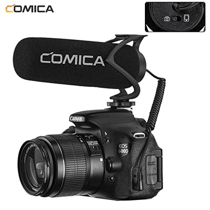 COMICA CVM-V30 LITE External Microphone for Camera, Gun Microphone, External Microphone, Directional Microphone, Camera, Smartphone Compatible, Black