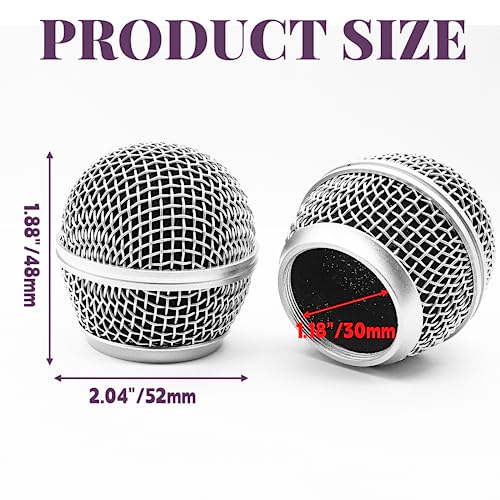 SM58 Microphone Head Replacement, Standard Size, 4 Pack | Grille Mic Replacement, With Foam