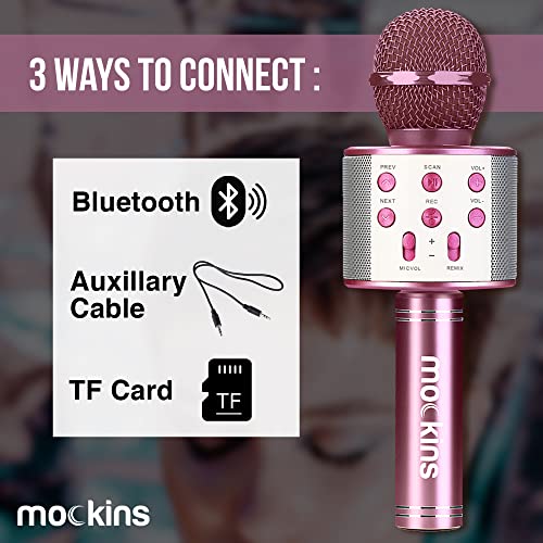 Mockins Purple Bluetooth Karaoke Microphone for Kids with Bluetooth Microphone Wireless Speaker | Wireless Mic Karaoke for iOS & Android | All-in-One Mic - color: Purple
