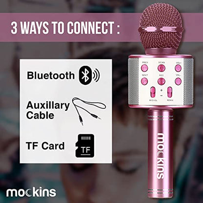 Mockins Purple Bluetooth Karaoke Microphone for Kids with Bluetooth Microphone Wireless Speaker | Wireless Mic Karaoke for iOS & Android | All-in-One Mic - color: Purple