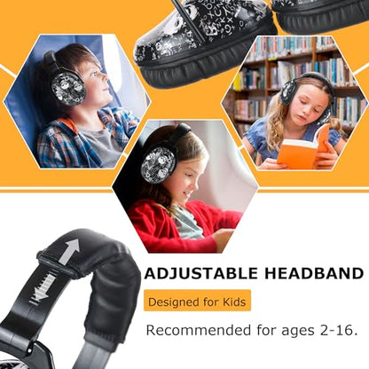 Kids Ear Protection Safety Ear Muffs, NRR 25dB Noise Reduction Children Earmuffs, Hearing Protectors for Sleeping, Studying, Airplane, Concerts, Fireworks-Skull with Black Band - color: Black Band Skull