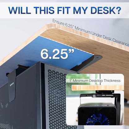 VIVO Black Large Under Desk and Wall Office PC Mount, MOUNT-PC01L - size: Full Towers
