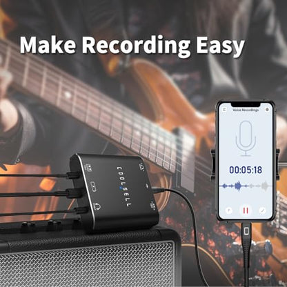 Portable Audio Interface, Stereo 24Bit/192kHz USB C and iPhone Interface | 24bit/192kHz sampling rate, Hi-Fi audio quality, Dual gain dial, Compatible with mixer/sound card for podcaster and creator - color: Space Gray