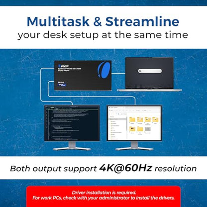 OREI SplitExtend 4K HDMI Splitter Extended Display for Dual Monitor - Multi-Monitor Display 3 Separate Screens - USB A & USB-C Adapter to HDMI 2.0, 4K@60hz, DisplayLink Driver MacOS, Windows | Multi-Monitor Display 3 Separate Screens - USB A & USB-C Adapt