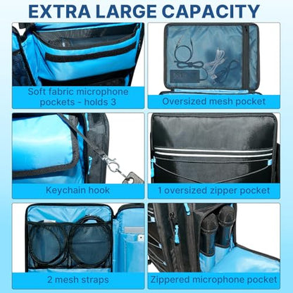 DJ Mixer Case,for RODECaster Pro / RODECaster Pro II / RC Duo / Behringer Q1202USB / ProFX8v2 / Yamaha MG10XU / TC-Helicon GoXLR and More Mixers,Audio Mixer Backpack with Multi-Pockets for Equipment