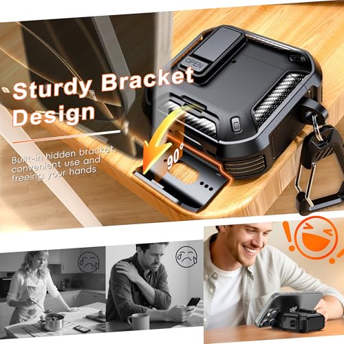for AirPods 4 Case with Lock Magnetic Lid MagSafe, Black | Compatible with Apple AirPods 4th Generation Protective Case with Cleaner Kit & Carabiner, Powerful Drop Protection - color: A-FK-Black, size: Airpods 4th Generation