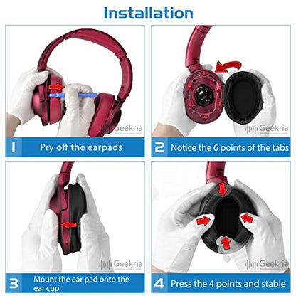 Geekria Replacement Ear Pads Compatible with Sony MDR-100ABN, WH-H900N Headphones, Ear Cushions (Bordeaux Red) - color: Bordeaux Red