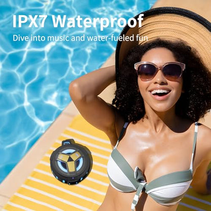 EBODA Waterproof Bluetooth Speaker Shower Portable Gifts for Adults Men | IP67 Wireless Speakers, LED Light, Stuff for Travel, Pool, Beach, River Floating Essentials-Black Golden Special Edition - color: Black & Gold