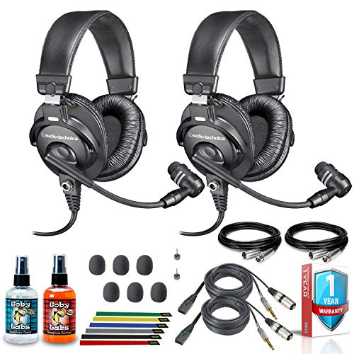 Audio-Technica BPHS1 Broadcast Stereo Headset (2-Pack) with Two 10ft XLR Cables, Cleaning Kit, 6-Pack Reusable Cable Ties, and 1-Year Extended Warranty