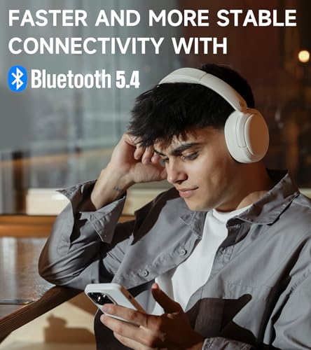 Edifier W800BT Pro Hybrid Active Noise Cancelling Over Ear Headphone, Ivory - color: Ivory