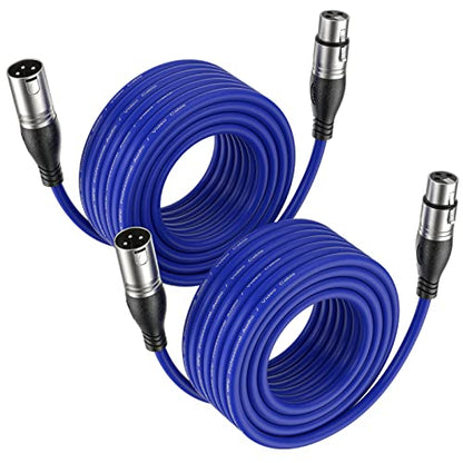 EBXYA XLR Cable 25ft 2 Packs Microphone Cable with 3-Pin XLR Male to Female | Balanced, Professional Shielded, for Mic, Mixer, Speaker Systems, Radio Station and Podcast, Blue - color: Blue, size: 25 Feet-2 Pack