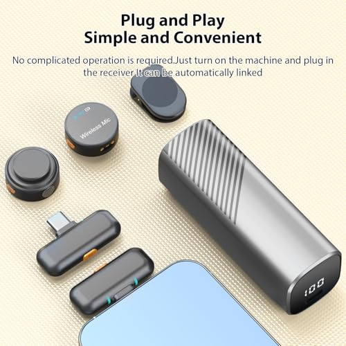 Wireless Lavalier Microphone USB-C Clip-On Mic 2.4GHz | Record clear voice wirelessly for vlogging, interviews, live streaming, online teaching and content creation.