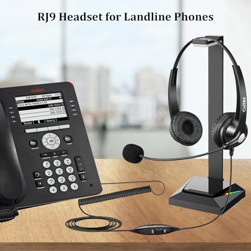 Callez Telephone Headset for Grandstream Avaya Panasonic Snom Ooma Phones | RJ9 Phone Headset with Noise Cancelling Mic, Volume Controls, Work for Grandstream GXP2135 2170 Avaya 1608 1616 Office Phones - color: Silver