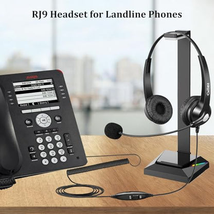 Callez Telephone Headset for Grandstream Avaya Panasonic Snom Ooma Phones | RJ9 Phone Headset with Noise Cancelling Mic, Volume Controls, Work for Grandstream GXP2135 2170 Avaya 1608 1616 Office Phones - color: Silver