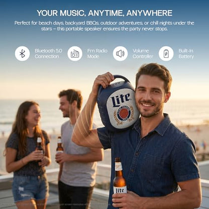 Gabba Goods Miller Lite Bluetooth Speaker, Portable Wireless Sound System, Dual 5W Drivers, Bluetooth 5.3, 50mm High-Fidelity Audio, AUX, USB, MicroSD, FM Radio, Built-in Mic & USB-C (Black, Curved) - color: Black