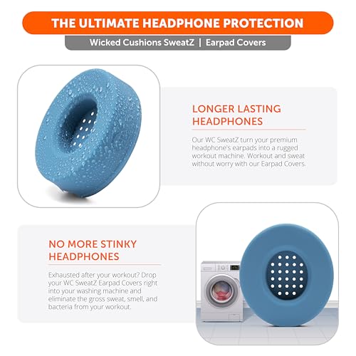 WC SweatZ Solo - Patented Earpad Sweat Covers for Beats Solo 4, Solo 3 & Solo 2, Made by Wicked Cushions | Sweatproof & Machine Washable | Blue Slate - color: Blue Slate