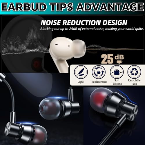 54Pcs Earbud Replacement Tips，Ear Bud Rubber Tips Silicone Earbud Tips Earbud Covers Silicone Tips Headphone Covers for Ears Headphone Ear Covers Replacement (Inner Hole 3.8mm -5.1mm) 27 Pairs S M L