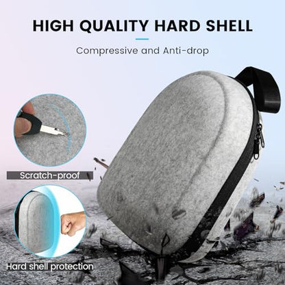 BnLnHOGVR Carrying Case Compatible with Oculus Meta Quest 3S/Quest 3/Quest 2, Apple Vision Pro VR Headsets Original Head Strap and Controller Accessories, Hard Shell Bag for Travel and Storage