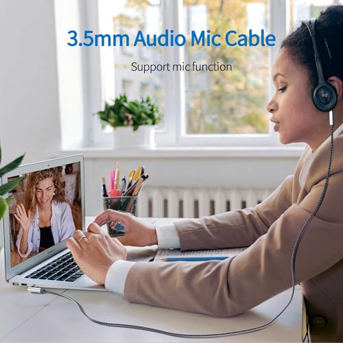 Meokse Aux Cord 6FT Cable 3.5mm Male to Male Stereo Audio Cord 90 Degree Right Angle Aux Audio Cable 2Pack Nylon Braided AuxCable Compatible with Beats iPhone Tablets Speakers 24K Gold Plated - size: 6FT/1.8M