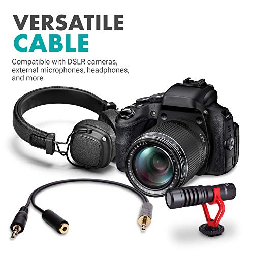 Movo MV-RC300 3.5mm TRS to TRS Line to Microphone Attenuator Cable (-25dB) with Headphone Monitoring for DSLR's, Zoom, Tascam, Mixers, and More