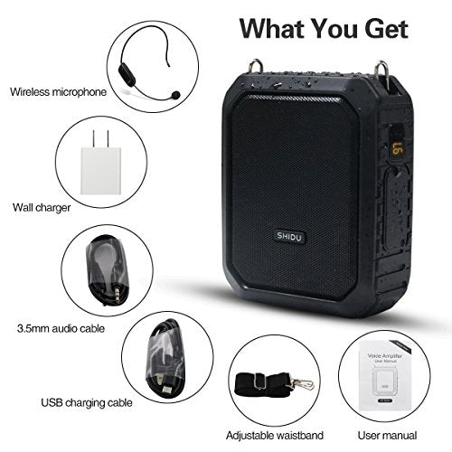 Wireless Voice Amplifier Waterproof Bluetooth Speaker with Microphone M800 | 18W Portable PA System with Waist Clip, Rechargeable Megaphone Microphone and Speaker for Teachers, Tour Guide, Presentation