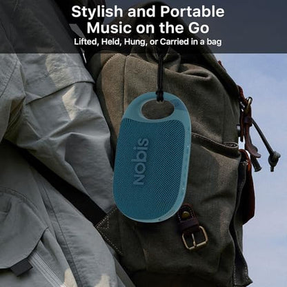 NOBIS Clip Portable Bluetooth Speaker, Up to 24H Playtime, IP68 Waterproof | BT 5.3, HD Sound & Custom EQ Via App, Wireless Stereo Pairing, Built-in Carabiner for Outdoor & Travel - color: Blue