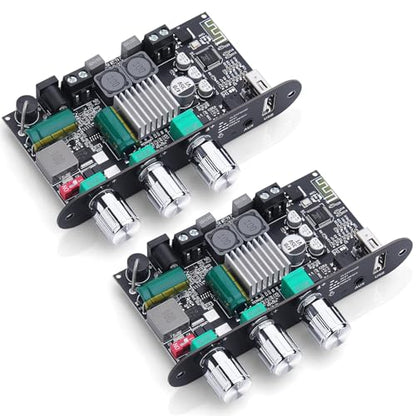 2 Pack ZK-1001U Bluetooth 5.3 Mono Amplifier Board with TWS & Boost Circuit | Mini Audio Amp for Home Outdoor DIY Speakers with 100W Power Output, Treble and Bass, USB/AUX/BT Input, DC 9-24V - color: Black 2PCS ZK-1001U