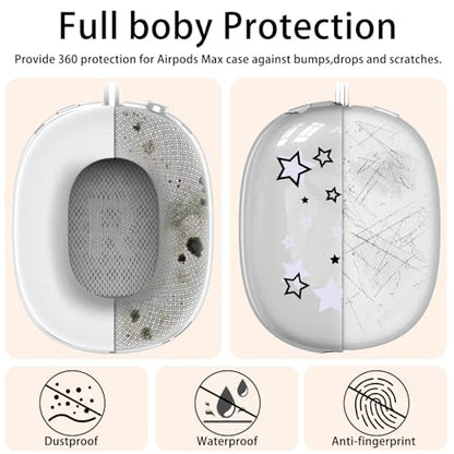 Silicone Case for AirPods Max Headphones, Clear Star Soft TPU Ear Cups Cover/Ear Pad Cover/Headband Protection for Apple AirPods Max USB-C/Lightning (2024/2020) (White) - color: White