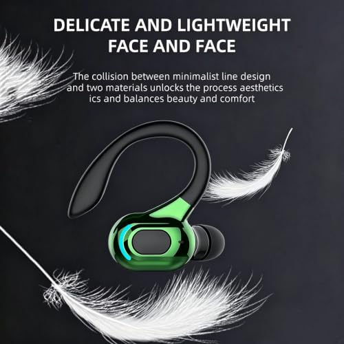 Wireless Headset Business Headphones,Waterproof Hanging Single Ear Earbuds,Mono Wireless Headset Noise Cancelling Sports Wireless Earpiece with Mic for Smart Phones (Green) - color: Green