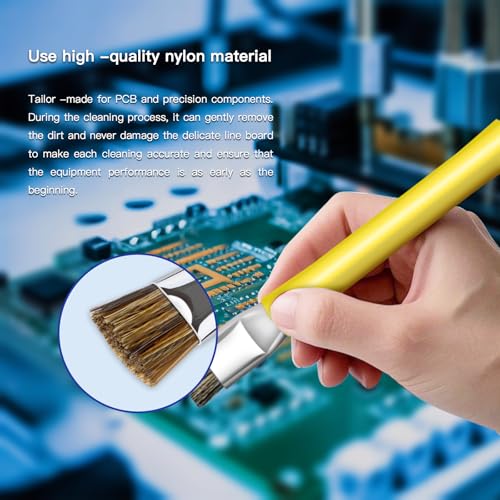 ESD Safe Anti-Static IC Cleaning Brush Tool -2Pcs Double Head Motherboard Hard Brush for IC Glue Removal,PCB Cleaning, Circuit Board Maintenance,Mobile Phone Repair - Yellow - color: yellow
