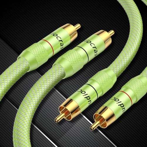 Audiocrast Hi-Fi RCA Cable 3.3FT/1M Dual RCA Male to Male 5N OFC Core Signal Cable Audio Cable for Amplifier,CD,DVD Play,Subwoofer (A51) - size: 6.6 ft, style: A51