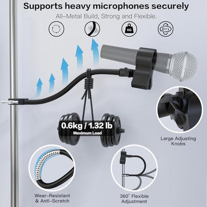 ZealSound Gooseneck Microphone Stand with Clamp, Flexible 13'' Boom Arm Mic Mount for Desk & Pipes, Compatible with Blue Yeti, Snowball, Razer, Pyle, Podcasting & Streaming - size: 13 inch