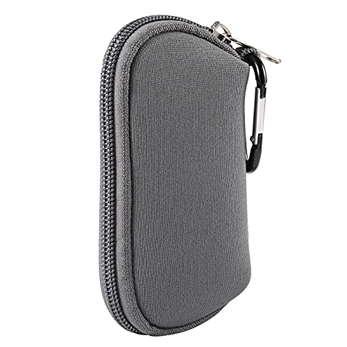 Earphones Carrying Case Headphone Organizer Shock Proof Neoprene Mini Earbud Pouch for AirPods, Galaxy Buds, Bluetooth Earpiece Storage Bag Coin Purse with Zipper Closure & Carabiner Clip (Grey) - color: Grey