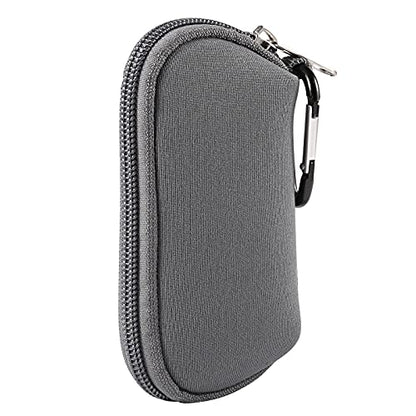 Earphones Carrying Case Headphone Organizer Shock Proof Neoprene Mini Earbud Pouch for AirPods, Galaxy Buds, Bluetooth Earpiece Storage Bag Coin Purse with Zipper Closure & Carabiner Clip (Grey) - color: Grey