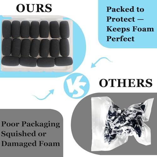 AKSONMN 18 Pack Mini Foam Windscreen for Headset Microphone - High Density Mic Covers for Protection of Lavalier Microphones
