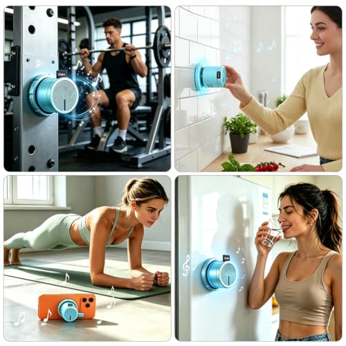 EWA Shower Speaker, Magnetic Portable Bluetooth Speaker with Phone Stand,Metal Portable Wireless Mini Speakers Waterproof with Rotary Control,for Bathroom Gym Home, Birthday Gifts (Blue) - color: Blue