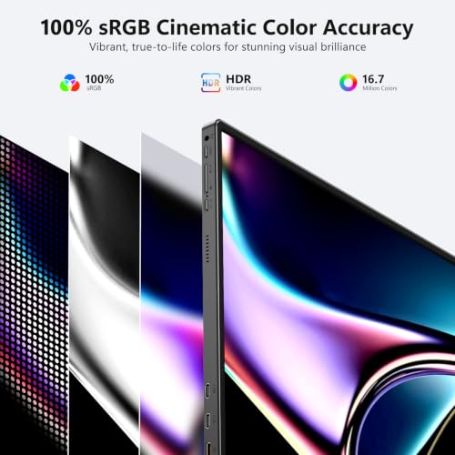 ForHelp 18.5 Inch 100Hz Portable Display, 1920x1080 16:9 FHD Monitor with Built-in Stand and Speakers, Compatible with Laptop, Mobile Phone and Game Consoles - style: 18.5"