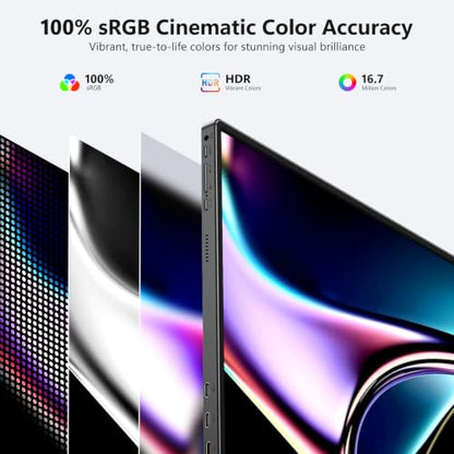 ForHelp 18.5 Inch 100Hz Portable Display, 1920x1080 16:9 FHD Monitor with Built-in Stand and Speakers, Compatible with Laptop, Mobile Phone and Game Consoles - style: 18.5"