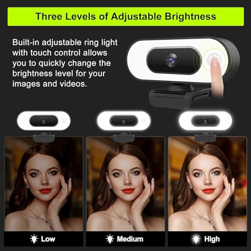 ToLuLu 1080P Full HD Webcam with Ring Light Microphone Streaming Web Camera | for PC Mac Laptop Desktop, USB Computer Webcam with Privacy Cover and Tripod for Zoom Meeting Skype Teams Twitch - style: Webcam with Light & Cover & Tripod