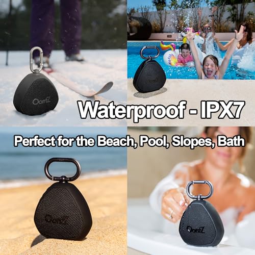 OontZ Angle Clip Portable Bluetooth Speaker, 5W, 12-Hour Playtime, IPX7 | Compact 5W clip-on Bluetooth speaker with rich bass, 100-ft range and Lightweight - color: Black-Clip