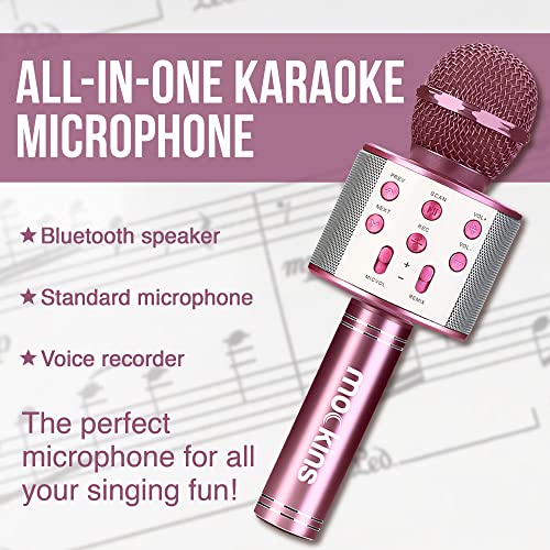 Mockins Purple Bluetooth Karaoke Microphone for Kids with Bluetooth Microphone Wireless Speaker | Wireless Mic Karaoke for iOS & Android | All-in-One Mic - color: Purple
