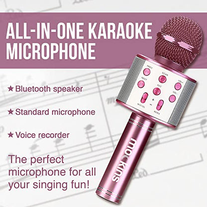 Mockins Purple Bluetooth Karaoke Microphone for Kids with Bluetooth Microphone Wireless Speaker | Wireless Mic Karaoke for iOS & Android | All-in-One Mic - color: Purple
